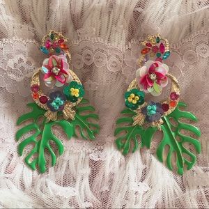 Zara Tropical Monstera Earrings